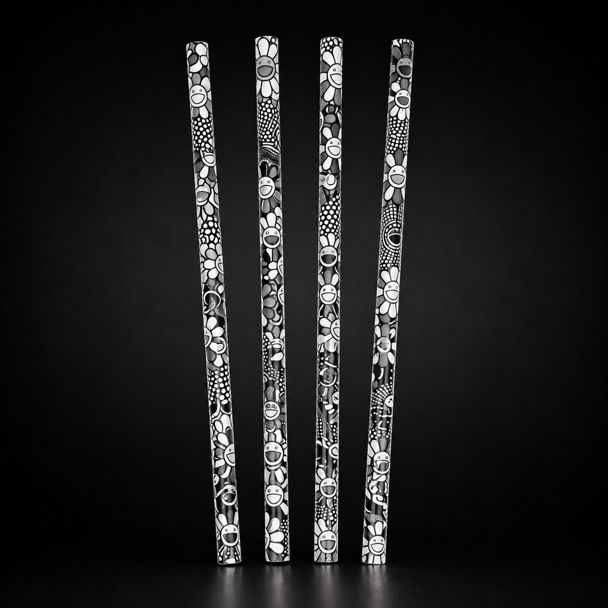 Flowers Black straw design packshot